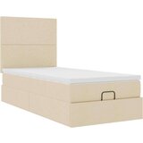 vidaXL Otomanski posteljni okvir z vzmetnico krem 80x200 cm blago, (21610390) | Shoptok.si