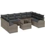 vidaXL set vrtnih sofa od 10 dijelova s jastučićima sivi poli ratan, dvosjed vrtna sofa s pohranom i jastučićima sivi poli ratan Cijene