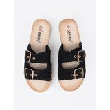 SEASTAR Black braided slippers on a platform with buckles | shoptok.hr