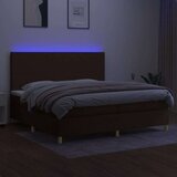  Box spring postelja z vzmetnico LED temno rjava 200x200cm blago, (20896751) | Shoptok.si