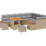  Set vrtnih sofa od 12 dijelova s jastucima bež poli ratan akacija | shoptok.hr