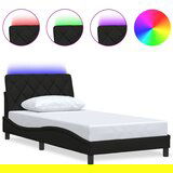 Maison Chic Posteljni okvir - Enojna postelja - Postelja za odrasle z LED brez vzmetnice črn 100x200 cm blago, (21696447) Cene