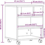  Stalak za pisač s kotačima bijeli 41 x 32 x 48 cm | shoptok.hr