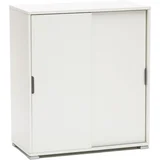 Bela omarica 75×85×38 cm z 2 drsnima vratoma in nastavljivimi policami, že sestavljena za različne prostore., (5000129571)
