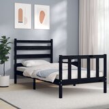 vidaXL Okvir za krevet s uzglavljem crna 100x200 cm od masivnog drva Cijene