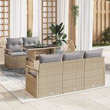 vidaXL 6-delni vrtni kavč set z blazinami bež poli ratan | Shoptok.si
