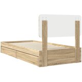  Krevet s od storage Sonoma hrast 100 x 200 cm Konstruirano drvo Smeđa 203 x 102 x 90 cm | Shoptok.si