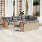 vidaXL 14-dijelni set vrtnih sofa s jastucima poliratan Bež Cijene