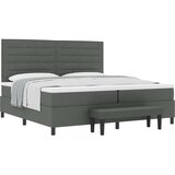 Box Postelja z vzmetnico in klopjo temno siva 200x200 cm tkanina, (22083901) | Shoptok.si