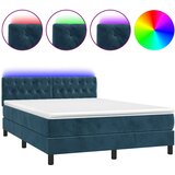  box spring s madracem LED tamnoplavi 140x190 cm baršun | shoptok.hr