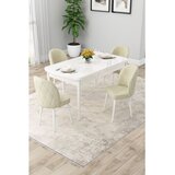 Hanah home trpezarijski set Rut, sto na razvlačenje i 4 stolice, bela ploča, krem tkanina Babyface | Eponuda.com