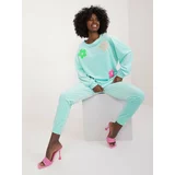 Fashion Hunters Women's mint velvet set with sweatshirt and trousers