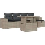  6-dijelni set vrtnih sofa od poliratana s jastucima svjetlosivi | shoptok.hr
