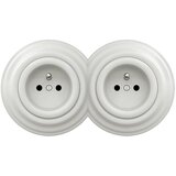  Reblig - Dvostruka retro kućna utičnica sa okvirom 230 V, keramička, bela | Eponuda.com