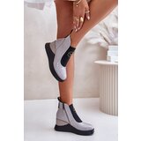 Kesi Patent leather ankle boots with Vinceza insulation in grey Cijene