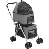 vidaXL Zložljiv pasji voziček 2-slojni siv 80x46x98 cm Oxford blago | Shoptok.si