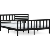 The Living Store Posteljni okvir črn iz trdnega lesa 140x190 cm - Posteljni Okvir, (21529250) | Shoptok.si