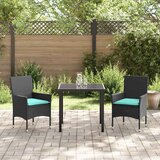  Set stola i stolica s jastukom 3 pcs Crna PE ratan | shoptok.hr