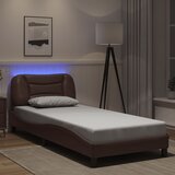 Maison Chic Posteljni okvir - Enojna postelja - Postelja za odrasle z LED lučkami rjav 90x200 cm umetno usnje, (21696794) | Shoptok.si