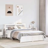 vidaXL Posteljni okvir z vzglavjem brez vzmetnice bel 140x190 cm Cene