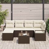  6-delni vrtnarski kavč set z blazinami siva poly ratan | Shoptok.si
