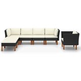 Maison Chic Seti vrtnega pohištva - Vrtna garnitura - Vrtni pohištvo set 7-delna poli ratan in evkaliptus črna, (21807289) | Shoptok.si
