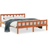 vidaXL Posteljni okvir z vzglavjem voščeno rjava 150x200 cm borovina | Shoptok.si
