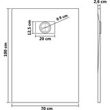 vidaXL Kad za tuš SMC siva 100x70 cm | Shoptok.si