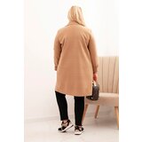 Kesi Włoski Elegant women's Plus Size coat with a collar and large pockets camel | Shoptok.si