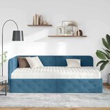 vidaXL Kotna postelja z vzmetnico z vzglavjem Modra 100 x 200 cm Žamet | Shoptok.si