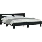  Okvir za krevet s uzglavljem i LED crni 180x200 cm | Eponuda.com