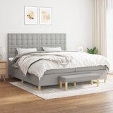 Maison Chic Box spring postelja - Vzmetna postelja z vzmetnico svetlo siva 200x200 cm blago SL7606, (21906723) | Shoptok.si