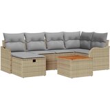 vidaXL Vrtna sedežna garnitura z blazino 7 pcs Bež poli ratan, (5000153905) | Shoptok.si