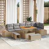 vidaXL set vrtnog sofa od 9 dijelova s jastučićima Bež Poli Ratan Akacije | shoptok.hr