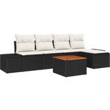 vidaXL set vrtnih sofa s jastučićima od crnog poli ratana i akacije | shoptok.hr