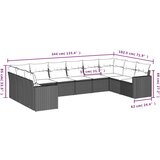  10-dijelni set vrtnih sofa s jastucima crni od poliratana | shoptok.hr
