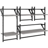  The Living Store Komplet stenskih polic s prečkami 4-delni siva sonoma inž. les - Komplet Stenskih Polic, (21444248) | Shoptok.si