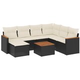 Maison Chic Seti vrtnega pohištva - Vrtna garnitura - Vrtni pohištvo set 8-delna z blazinami črn poli ratan, (21799237) | Shoptok.si