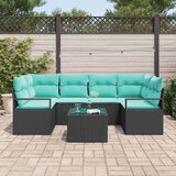  Kavčna garnitura 7 pcs Črna in modra poli ratan, (5000138040) | Shoptok.si