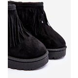Boto Children's Fur-Lined Snow Boots with Decorative Fringes Black Nimia | Shoptok.si
