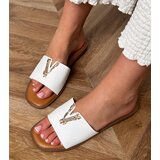 Gemre White flip-flops with a gold decoration Flavis | Shoptok.si