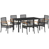  Vrtni set za objed s jastukom 7 pcs Crna Ratan | shoptok.hr