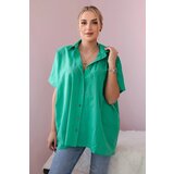 Kesi Cotton shirt with short sleeves of green color | Shoptok.si