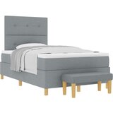 Box Spring Krevet s Madracem i Klupom Svjetlosiva 120x200 cm Tkanina | shoptok.hr