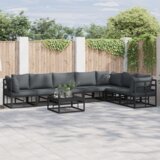 vidaXL Vrtna sedežna garnitura 7 pcs Črna 70 x 70 x 32 cm Aluminij | Shoptok.si