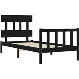  Kreveta s uzglavljem crni 2FT6 jednokrevetni masivno drvo | shoptok.hr