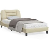  Okvir kreveta s LED svjetlima krem 90 x 190 cm od tkanine | shoptok.hr
