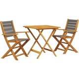  3-dijelni bistro set od polipropilen i masivnog drva sivi | shoptok.hr