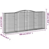  Obokana gabionska košara 3 kos 400x50x160/180cm cinkano železo | Shoptok.si