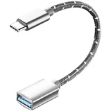 USB-C na USB-A OTG kabel — USB 3.2 10Gbps, pleten nylon in aluminij Gray, (5000300610)